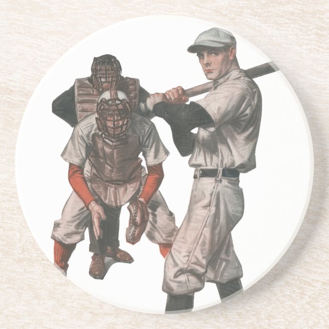 Vintage Sports Baseball Players Drink Coaster (Front)