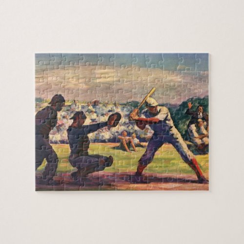 Vintage Sports Baseball Players in a Game Jigsaw Puzzle