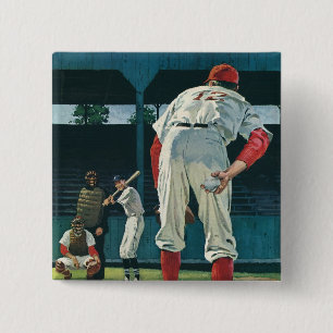 Vintage Sports Baseball Players Pitcher on Mound Button