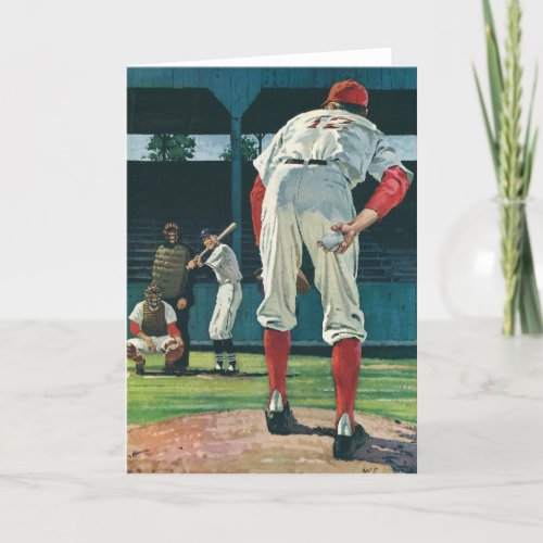 Vintage Sports Baseball Players Pitcher on Mound Card