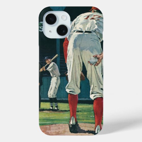 Vintage Sports Baseball Players Pitcher on Mound iPhone 15 Case