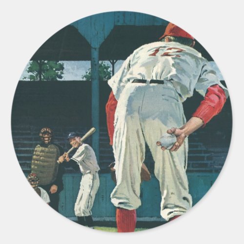 Vintage Sports Baseball Players Pitcher on Mound Classic Round Sticker