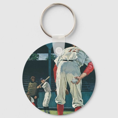 Vintage Sports Baseball Players Pitcher on Mound Keychain