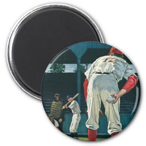 Vintage Sports Baseball Players Pitcher on Mound Magnet