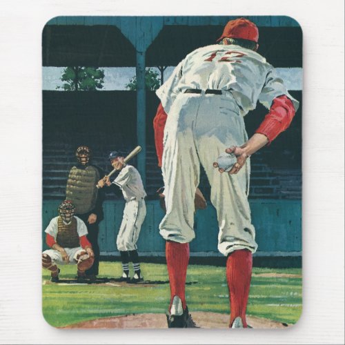Vintage Sports Baseball Players Pitcher on Mound Mouse Pad