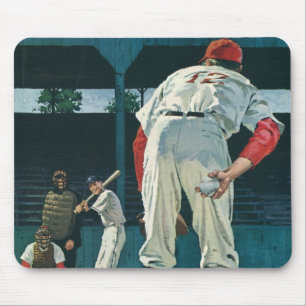Vintage Sports Baseball Players Pitcher on Mound Mouse Pad