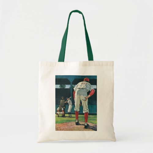 Vintage Sports Baseball Players Pitcher on Mound Tote Bag