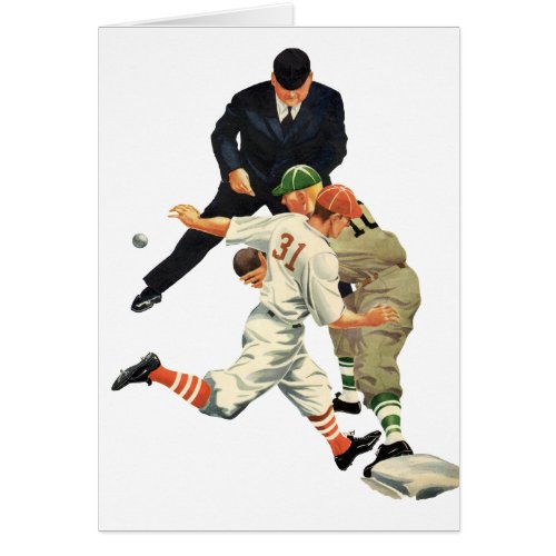 Vintage Sports Baseball Players Safe at Home Plate