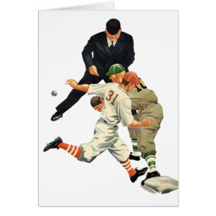 Vintage Sports Baseball Players Safe at Home Plate Cards