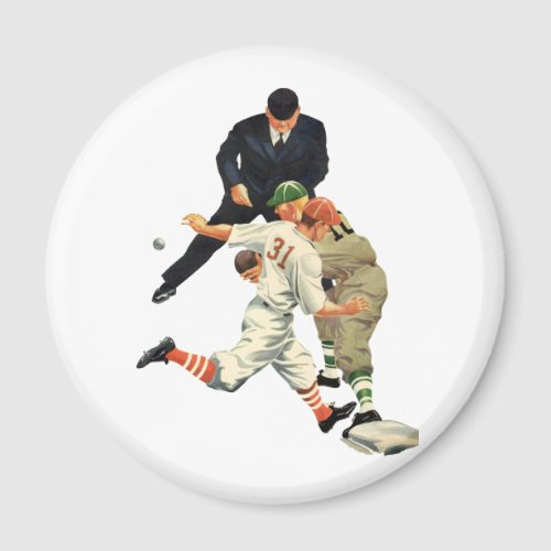 Vintage Sports Baseball Players Safe at Home Plate Magnet