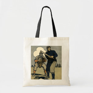 Vintage Sports Baseball Players, Stylized Art Tote Bag
