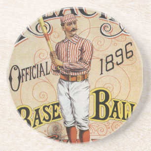 Vintage Sports Baseball, Reach's Guide Cover Art Drink Coaster