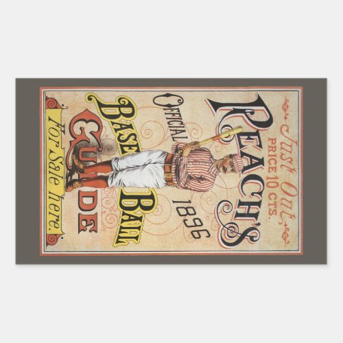 Vintage Sports Baseball Reachs Guide Cover Art Rectangular Sticker