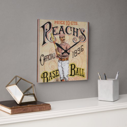 Vintage Sports Baseball Reachs Guide Cover Art Square Wall Clock