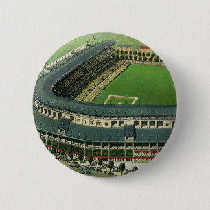 Vintage Sports Baseball Stadium, Aerial View Button