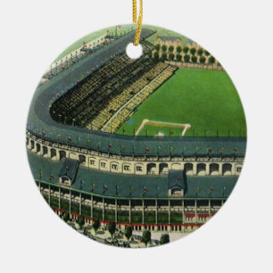 Vintage Sports Baseball Stadium, Aerial View Ceramic Ornament