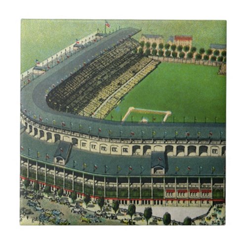 Vintage Sports Baseball Stadium Aerial View Ceramic Tile