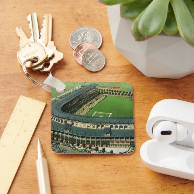 Vintage Sports Baseball Stadium, Aerial View Keychain (Desk)