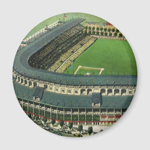 Vintage Sports Baseball Stadium Aerial View Magnet