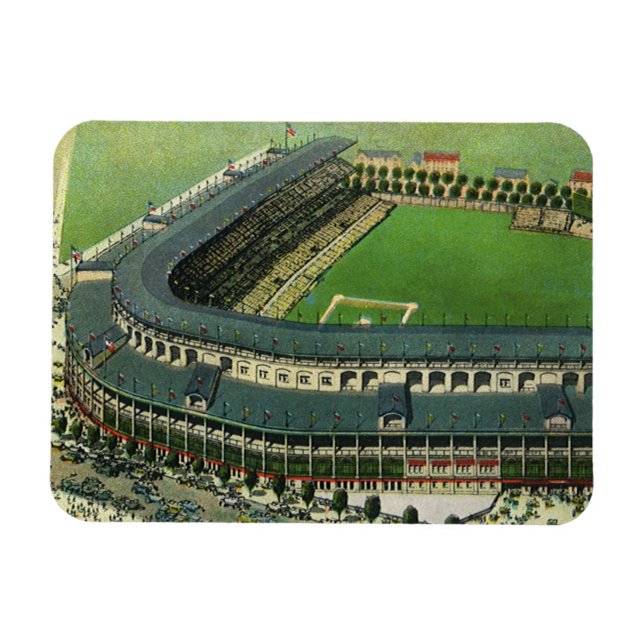 Vintage Sports Baseball Stadium, Aerial View Magnet (Horizontal)