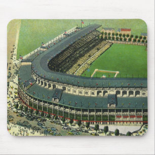 Vintage Sports Baseball Stadium, Aerial View Mouse Pad