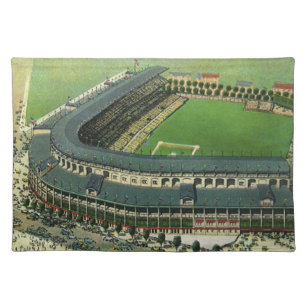 Vintage Sports Baseball Stadium, Aerial View Placemat