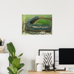 Vintage Sports Baseball Stadium, Aerial View Poster