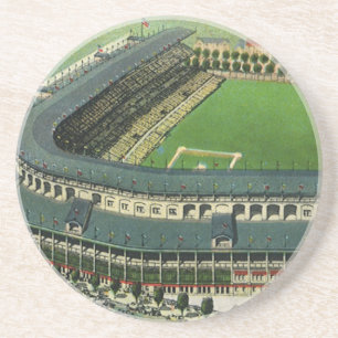 Vintage Sports Baseball Stadium, Aerial View Sandstone Coaster