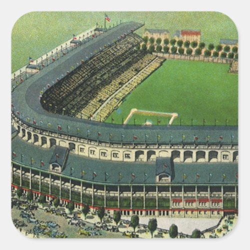 Vintage Sports Baseball Stadium Aerial View Square Sticker