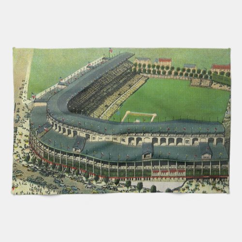 Vintage Sports Baseball Stadium Aerial View Towel