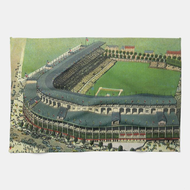 Vintage Sports Baseball Stadium, Aerial View Towel (Horizontal)