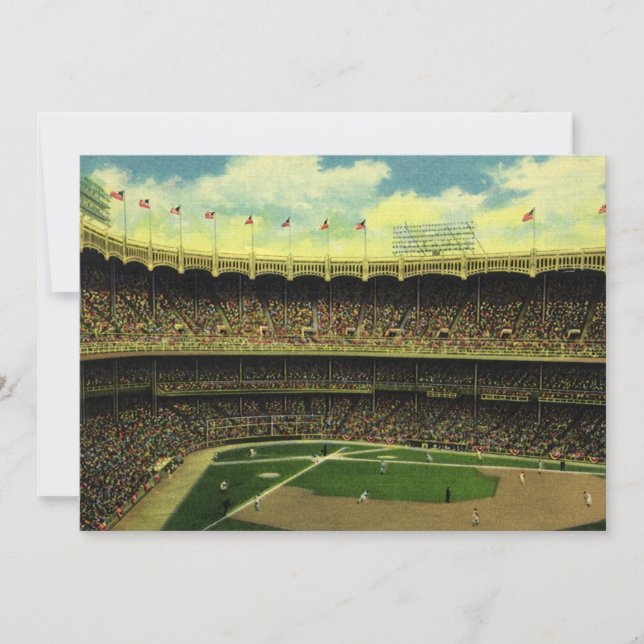 Vintage Sports Baseball Stadium with Crowds (Front)