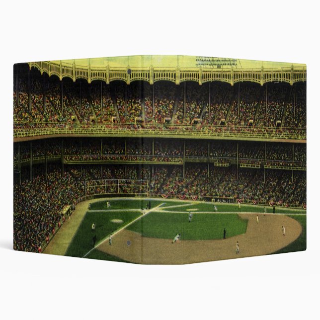 Vintage Sports Baseball Stadium with Crowds 3 Ring Binder (Background)