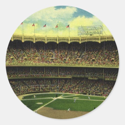 Vintage Sports Baseball Stadium with Crowds Classic Round Sticker