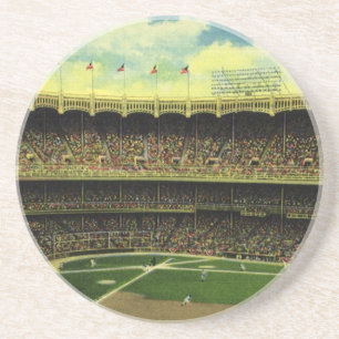 Vintage Sports Baseball Stadium with Crowds Coaster