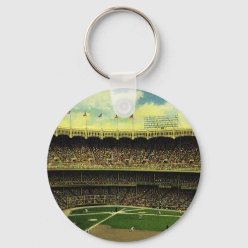 Vintage Sports Baseball Stadium with Crowds Keychain