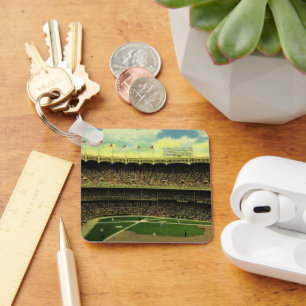 Vintage Sports Baseball Stadium with Crowds Keychain