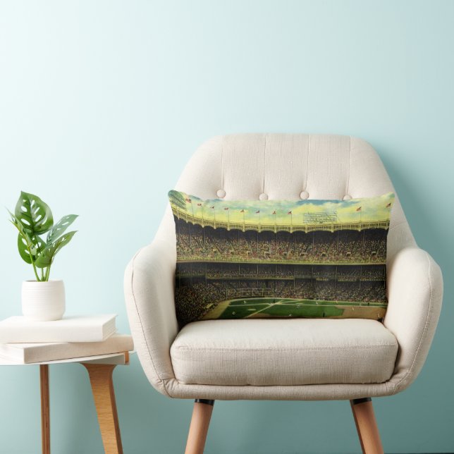 Vintage Sports Baseball Stadium with Crowds Lumbar Pillow (Chair)