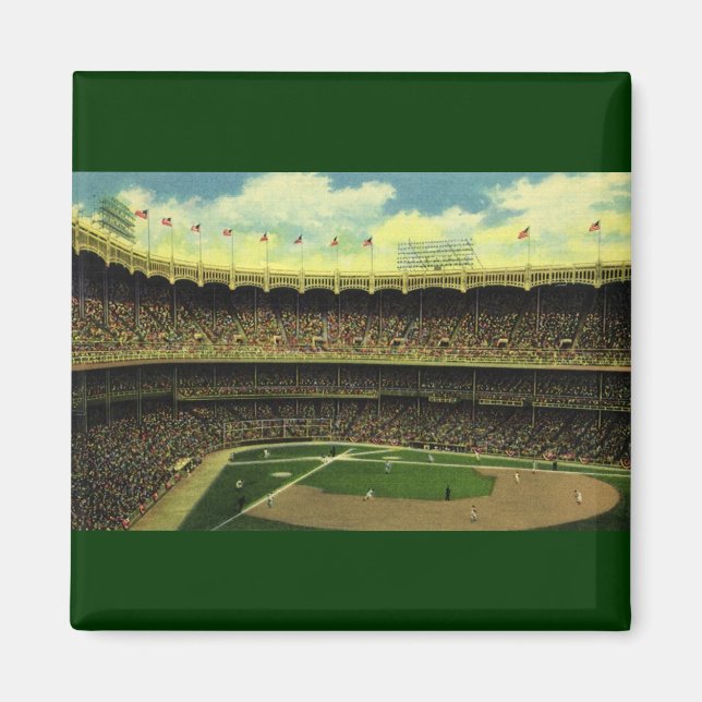 Vintage Sports Baseball Stadium with Crowds Magnet (Front)