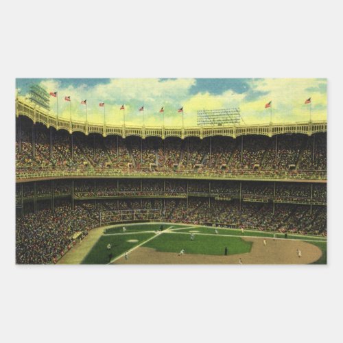 Vintage Sports Baseball Stadium with Crowds Rectangular Sticker
