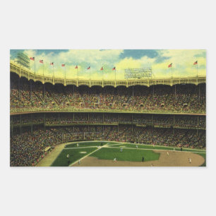 Vintage Sports Baseball Stadium with Crowds Rectangular Sticker