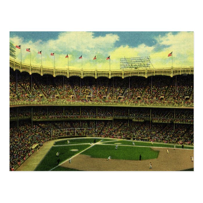 Vintage Sports, Baseball Stadium with Flags Postcard