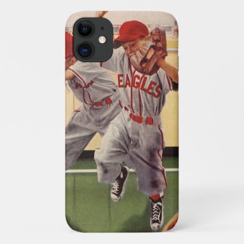 Vintage Sports Baseball Team Boys Roughhousing iPhone 11 Case