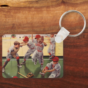 Vintage Sports Baseball Team, Boys Roughhousing Keychain