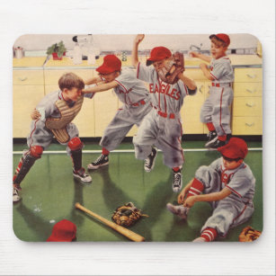 Vintage Sports Baseball Team, Boys Roughhousing Mouse Pad