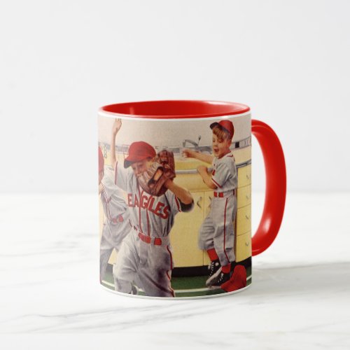 Vintage Sports Baseball Team Boys Roughhousing Mug