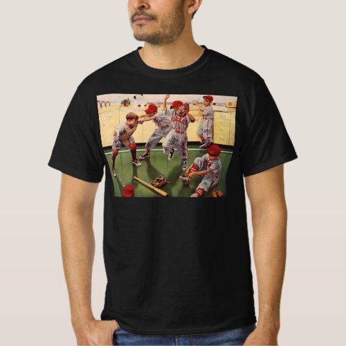 Vintage Sports Baseball Team Boys Roughhousing T_Shirt