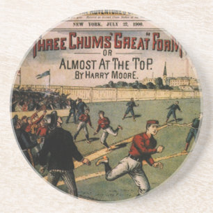 Vintage Sports Baseball Three Chums Magazine Cover Drink Coaster