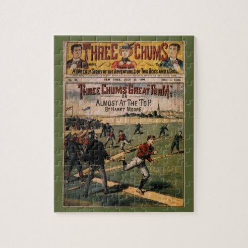 Vintage Sports Baseball Three Chums Magazine Cover Jigsaw Puzzle