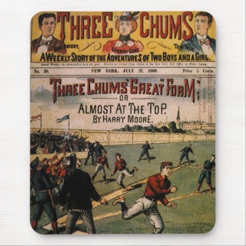 Vintage Sports Baseball Three Chums Magazine Cover Mouse Pad